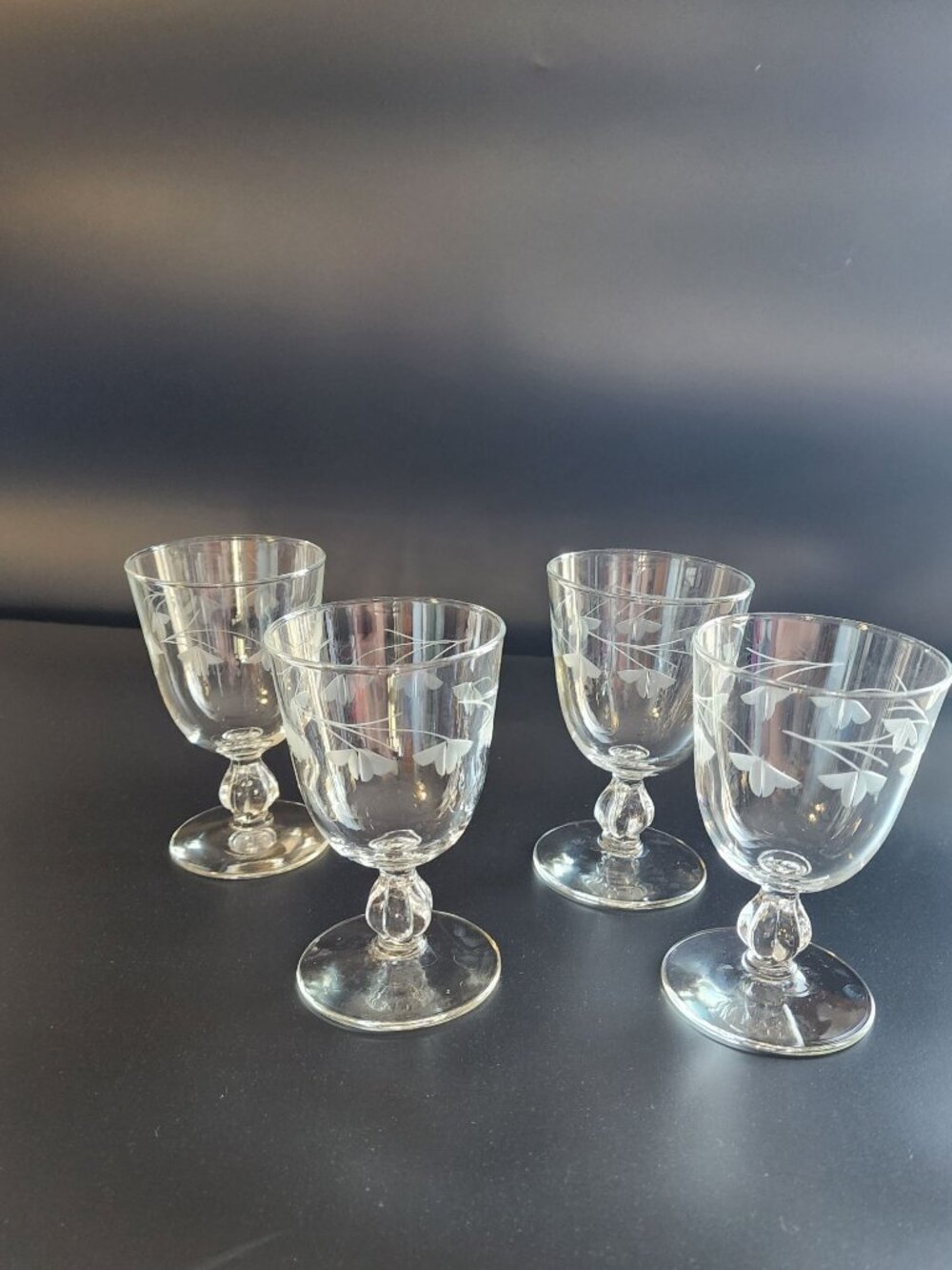 6 Libbey Rock Sharpe Laurel Classic #3003 Stem Water Goblet(s)